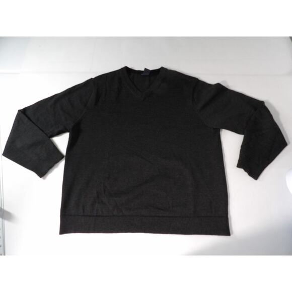 Gap Mens XL Merino Wool Sweater Dark Gray Pullover V Neck Grandpa Dad Core Fishe - Picture 2 of 8